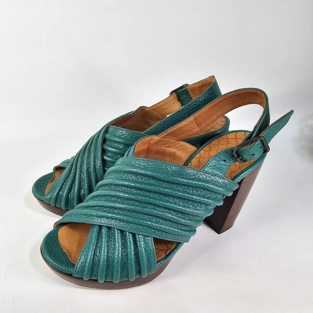 Chie Mihara Alubia Sandal Heels Womens 6 Crossover Platform Designer Slingback